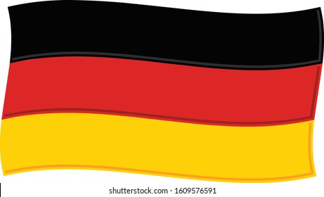 Full color striped modern vector flag of Germany waving in the wind graphic icon Logo design template easy to edit