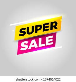 Full Color Super Sale Text Vector Template for Promotion Content