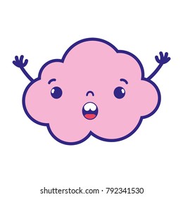 full color surprised and cute cloud kawaii weather with arms