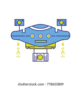 full color technology drone with propeller and digital camera vector illustration