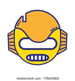 full color technology robot head with ears and mouth vector illustration