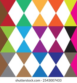 Full Color Triangle Seamless Pattern on a White Background