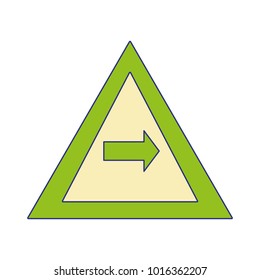 full color triangle warning notices with turn right sign