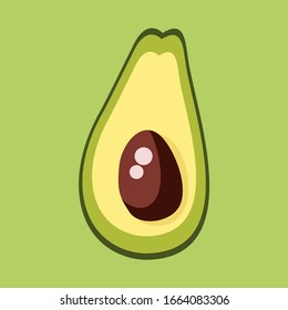 full color vector avocado illustration with green background for banners, stickers, logos and others