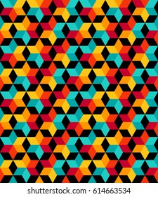 Full color Vector seamless pattern. Modern stylish texture. Repeating geometric pattern tiles with staggered hexagon.
