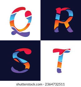 Full color wave in letters latin alphabet letters for initial based logo
