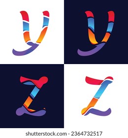 Full color wave in letters latin alphabet letters for initial based logo