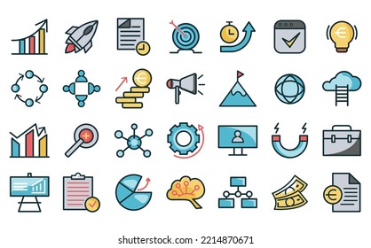 Full colors startups icon pack with different emojis (28 icons) This icon is perfect for creating apps, logos, and symbols for startups .