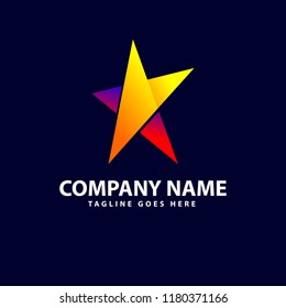 Full colors style star logo template. Star logo design.