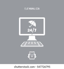 Full computer protection - Vector flat icon