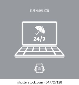 Full computer protection - Vector flat icon