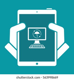 Full computer protection - Vector flat icon