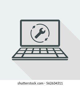 Full computer repair assistance - Vector flat icon