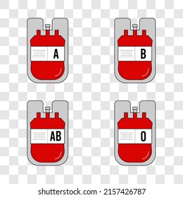 Full container for blood. Blood donation plastic bag with tube in flat style. Donate blood concept. Vector illustration.
