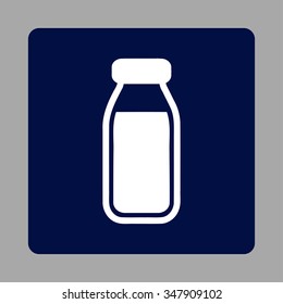 Full Container vector icon. Style is flat rounded square button, white and dark blue colors, silver background.