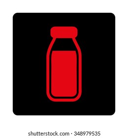 Full Container vector icon. Style is flat rounded square button, intensive red and black colors, white background.