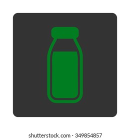 Full Container vector icon. Style is flat rounded square button, green and gray colors, white background.
