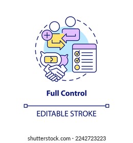 Full control concept icon. Outstaffing benefit abstract idea thin line illustration. Project management. Task coordination. Isolated outline drawing. Editable stroke. Arial, Myriad Pro-Bold fonts used