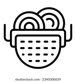 Full cook utensil icon outline vector. Cooking sieve. Kitchen colander