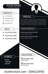 Full customized CV curriculum vitae design template. black and white professional curriculum vitae CV vector design template.