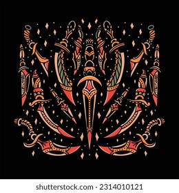 full of dagger tattoo vector design