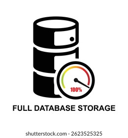 Full database storage icon isolated on background vector illustration.
