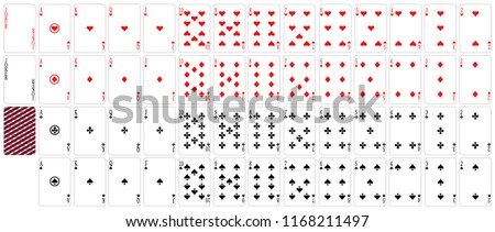 Full deck. 52 playing cards plus two cards jokers. Simple minimalist design.