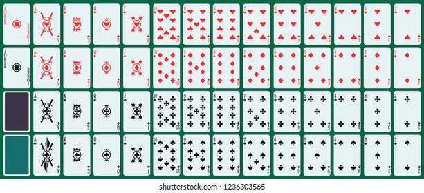 Full deck. 52 playing editable cards plus two cards jokers. Simple minimalist design.