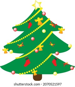 full decorated pine christmas tree