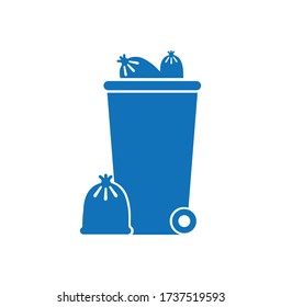 Icono de basurero completo, papelera de ruedas e ícono de desperdicio negro aislado en fondo blanco, clip art de basura llena, papelera de basura para infografías, dibujo de ilustración de papelera de reciclaje simple