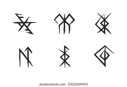 Full editable collection of norse symbols with meanings like love, home protection, problem with conception and mental power.