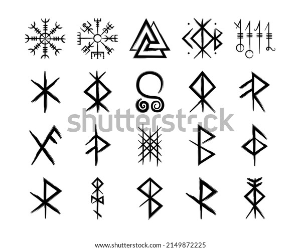 Full Editable Collection Norse Symbols Meanings Stock Vector (Royalty ...