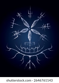 Ilustração completa editável de vegvisir como estrela-do-mar. 
