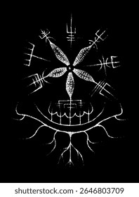 Ilustração completa editável de vegvisir como estrela-do-mar.