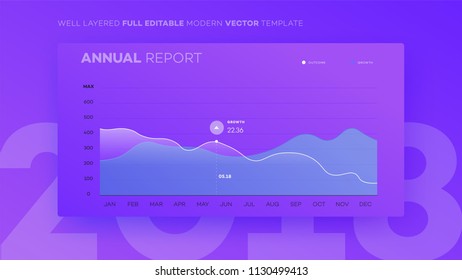 Full Editable Infographic Chart. Modern Vector Infochart With Analityc Annual Report. Template For Your Business Brochure UI Elements Or Presentation Design.