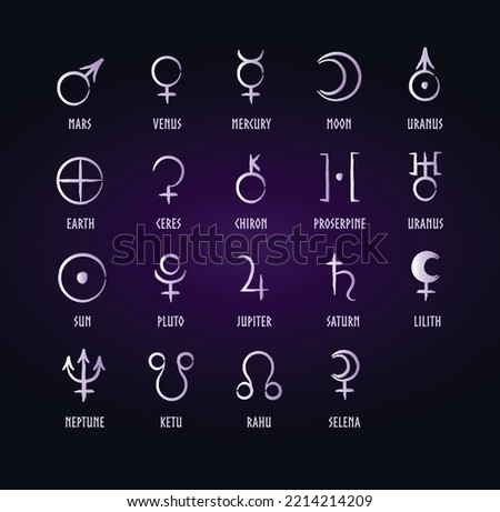 Full editable set of astrology symbols.. 