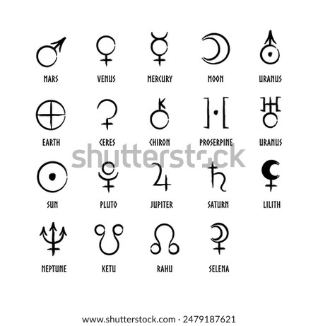 Full editable set of astrology symbols.. 
