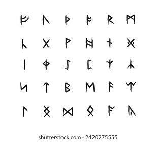 Full editable set of Runic alphabet known as Anglo-Saxon.