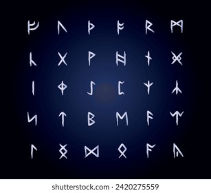 Full editable set of Runic alphabet known as Anglo-Saxon.