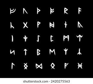 Full editable set of Runic alphabet known as Anglo-Saxon.