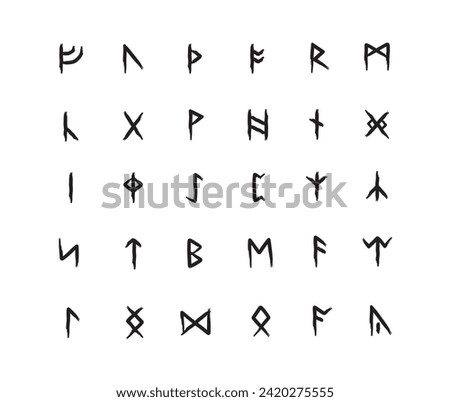 Full editable set of Runic alphabet known as Anglo-Saxon. Foto stock © 
