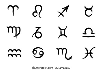 Full editable set of zodiac signs. 