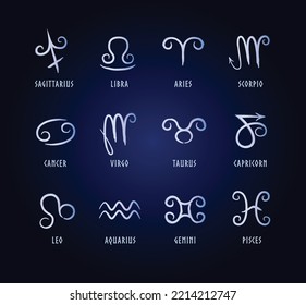 Full editable set of zodiac signs. 
