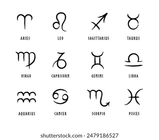 Full editable set of zodiac signs. 