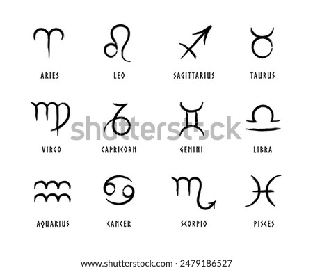 Full editable set of zodiac signs. 
