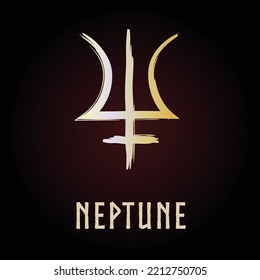 Full editable symbol of greek god called Neptune.