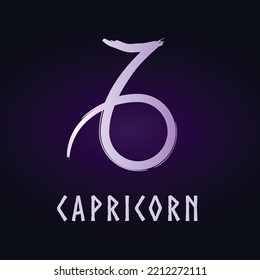 Full editable symbol of zodiac sign called Capricorn. 