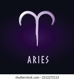 Full editable symbol of zodiac sign called Aries. 