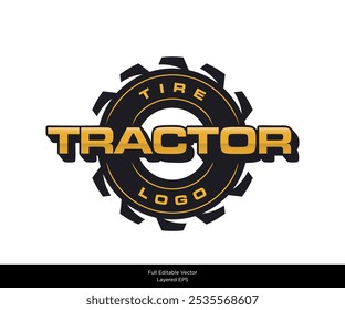 Vetor totalmente editável Trator Tiro Badge Logo. Masculino, vintage, cru. Arquivo de tipo EPS.