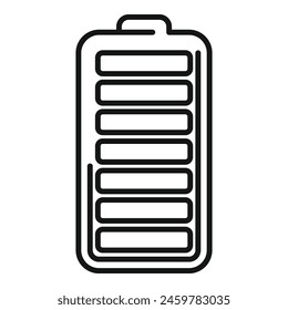 Vector de contorno de ícono de batería eléctrica completa. Capacidad celular. Estado de recarga bancaria